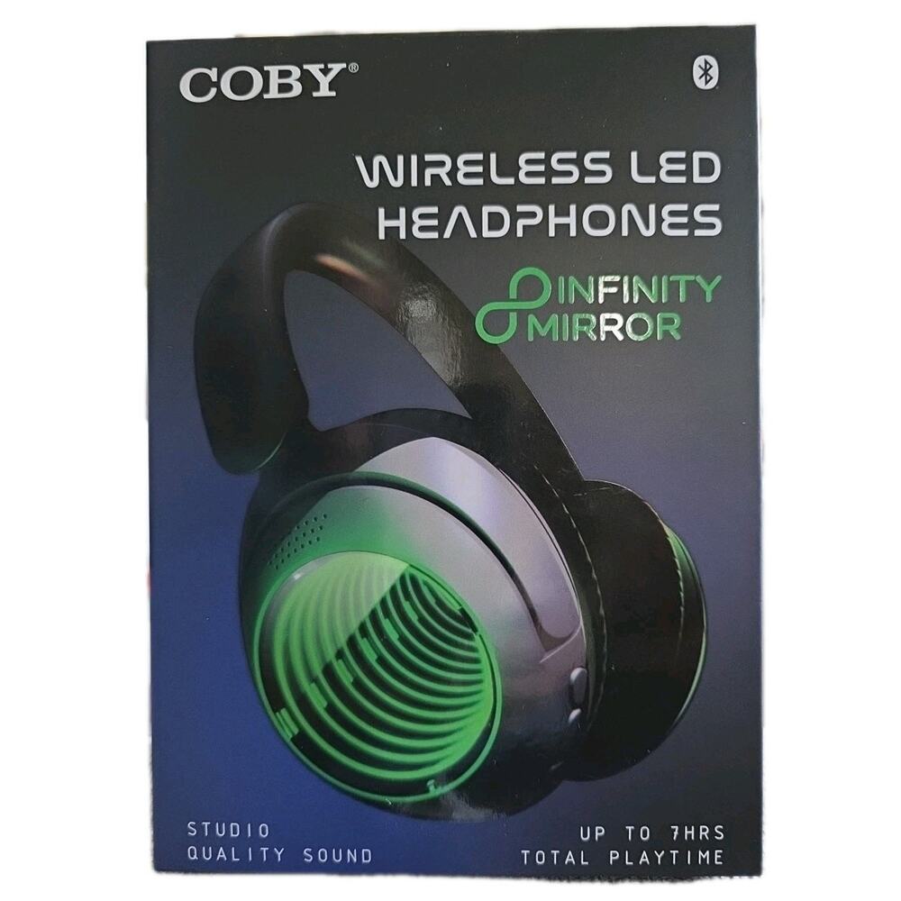 Wireless LED Headphones Infinity Mirror, 7 Hour Playtime, By COBY, New In Box
